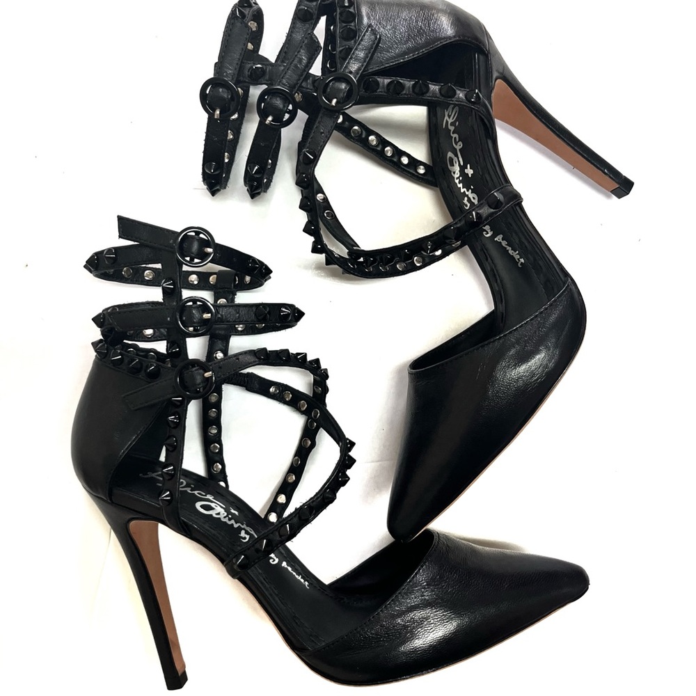 Alice + Olivia Leather Studded Strap Pumps DRIXA